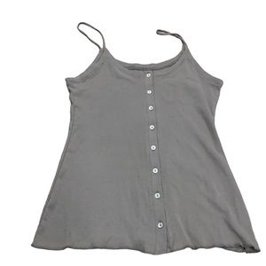 Chaser Gray Simple Basic Minimalist Tank Top Mother of Pearl Buttons Size Medium